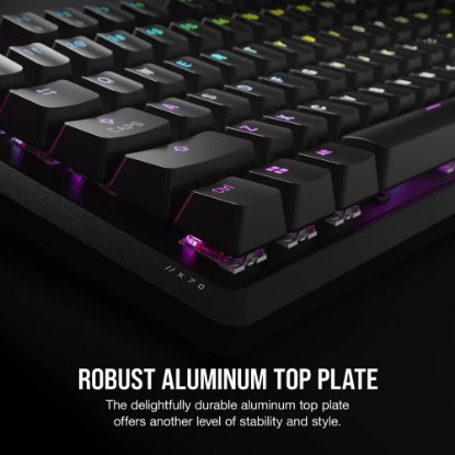 Tipkovnica CORSAIR K70 RGB Core, mehanska, MLX Red linearni stikalo, ameriška postavitev, USB, črna