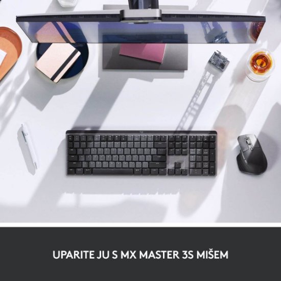 Tipkovnica LOGITECH MX Mechanical Tactile Quiet, brezžična, Bluetooth, črna