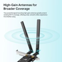 Omrežni adapter TP-LINK Archer TX20E, AX1800, brezžični Dual-Band Wi-Fi 6 BT5.2 PCI-E adapter, 574 Mbps / 1201 Mbps (2,4 GHz / 5 GHz), 802.11ax/ac/n/a/g/b, 2× anteni