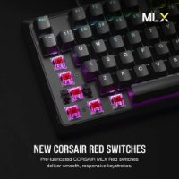 Tipkovnica CORSAIR K70 RGB Core, mehanska, MLX Red linearni stikalo, ameriška postavitev, USB, črna