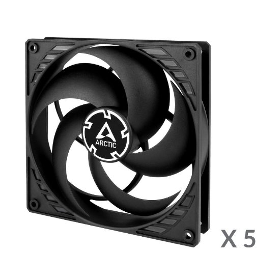 Ventilator ARCTIC P14 PWM PST VP (5 komada u pakiranju), 140mm, 1700 okr/min, črni
