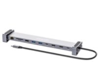 Docking postaja MANHATTAN 10-in-1 Multiport Hub, USB-C na 2x 4K 60Hz HDMI, 3x USB-A, USB-C PD 100W, USB-C, SD/microSD čitač, Gigabit RJ45