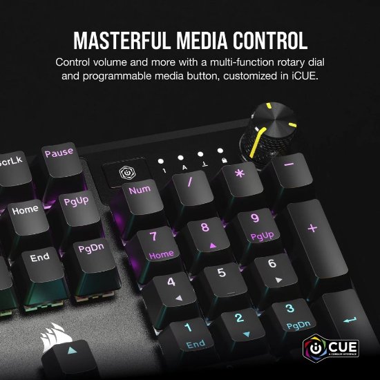 Tipkovnica CORSAIR K70 RGB Core, mehanska, MLX Red linearni stikalo, ameriška postavitev, USB, črna