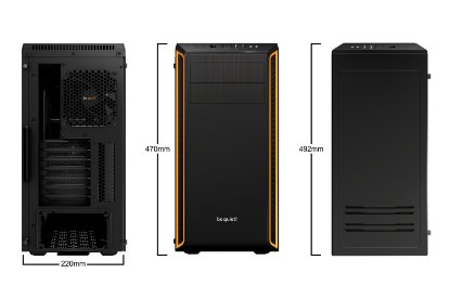 Ohišje BE QUIET Pure Base 600, ATX, s steklenim oknom, črno-oranžno, brez napajanja