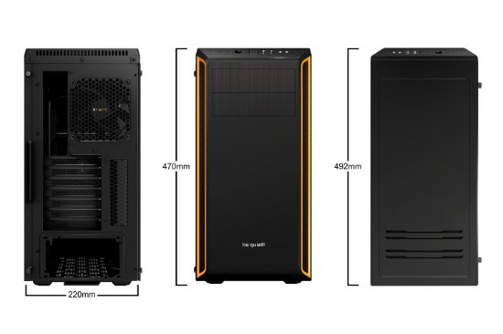 Ohišje BE QUIET Pure Base 600, ATX, s steklenim oknom, črno-oranžno, brez napajanja