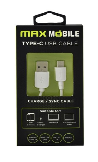 Kabel MAXMOBILE USB-C 2.0, 1m, beli