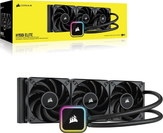 Vodno hlajenje CORSAIR Cooling Hydro H150i iCUE Elite RGB, CW-9060060-WW, za Intel i AMD