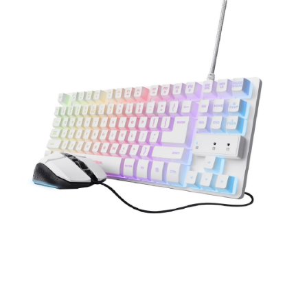 Tipkovnica + miška TRUST GXT 798, žična, USB, bela