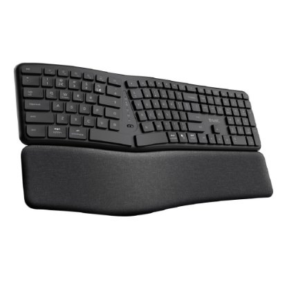 Tipkovnica TRUST Keyra Ergonomic, brezžična, črna