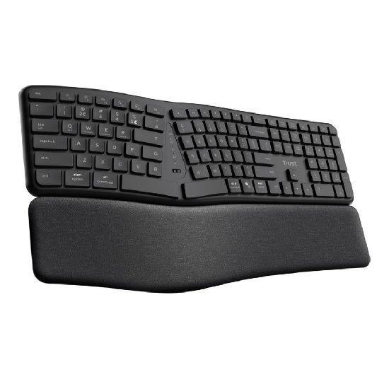 Tipkovnica TRUST Keyra Ergonomic, brezžična, črna
