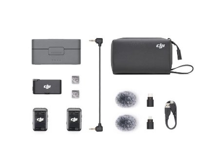 Mikrofon DJI Mic 2 (2 TX + 1 RX + Charging Case), brezžični, črn