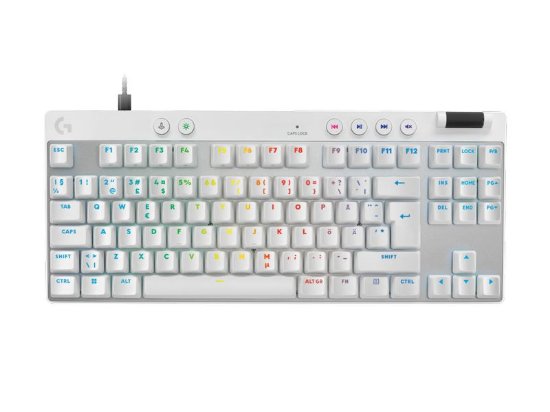 Tipkovnica LOGITECH Pro X TKL Rapid, mehanska, taktilna, RGB, US Layout, USB, bela