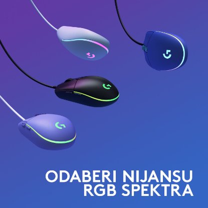 Miška LOGITECH Gaming G102 Lightsync, optički, 8000dpi, lilac, USB