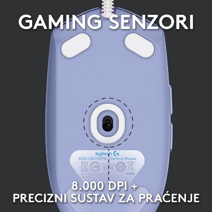 Miška LOGITECH Gaming G102 Lightsync, optički, 8000dpi, lilac, USB