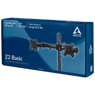 Stojalo za monitor ARCTIC Z2 Basic, namizno, do 27", za 2 monitora, črn