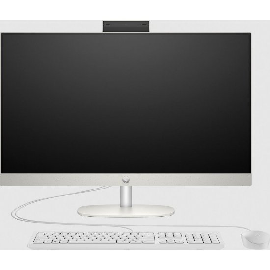 Računalnik AiO HP 27-cr0050ny / 27" FHD IPS, Ryzen 5 7520U, 16GB, 1TB SSD, AMD Radeon Graphics, WiFi, tipkovnica, miš, brez OS, belo