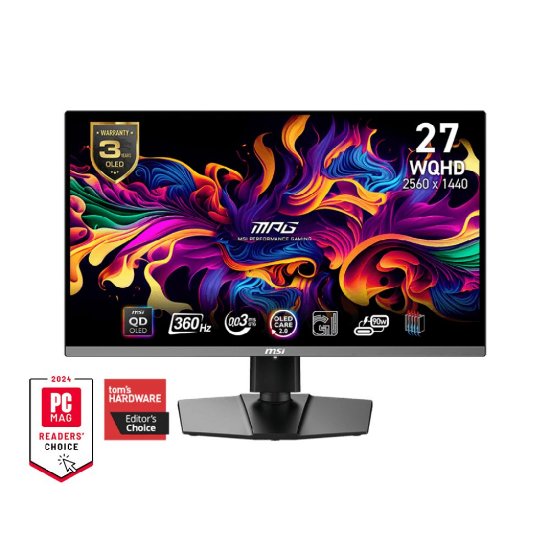 Gaming monitor 27" MSI MPG 271QRX, QHD, OLED, 360Hz, 1ms, 250cd/m2, crni
