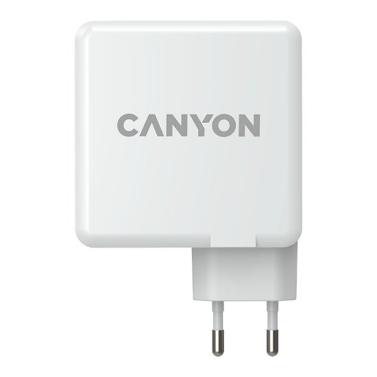 Polnilec CANYON H-100, 100W, 2xUSB-A, 2xUSB-C, QC3.0, GaN, beli