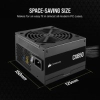 Napajlnik 650W, CORSAIR CX650, CP-9020278-EU, 120mm vent., 80+ Bronze