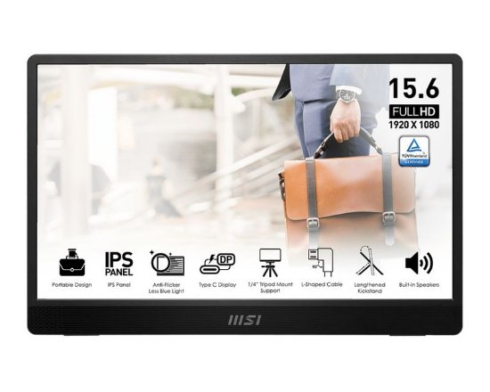 PRENOSNI MONITOR 15,6" MSI PRO MP161 E2, FHD, IPS, 60Hz, 4ms, 250cd/m2, zvočniki, siv