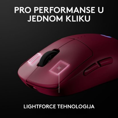 Miška LOGITECH Pro 2 Lightspeed, RGB, optički, bežični, 32000dpi, rozi
