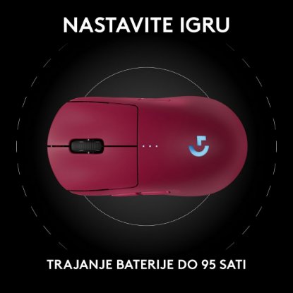 Miška LOGITECH Pro 2 Lightspeed, RGB, optički, bežični, 32000dpi, rozi