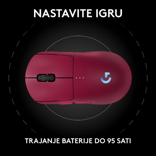 Miška LOGITECH Pro 2 Lightspeed, RGB, optički, bežični, 32000dpi, rozi