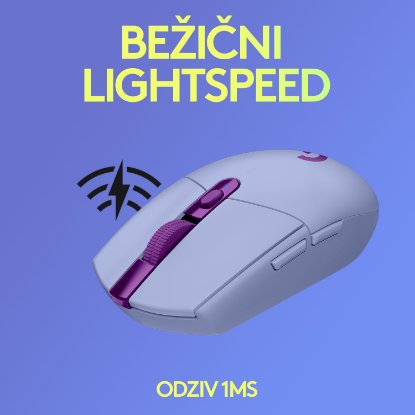 Miška LOGITECH Gaming G305 Lightspeed, bežični, optički, 12000dpi, lilac, USB