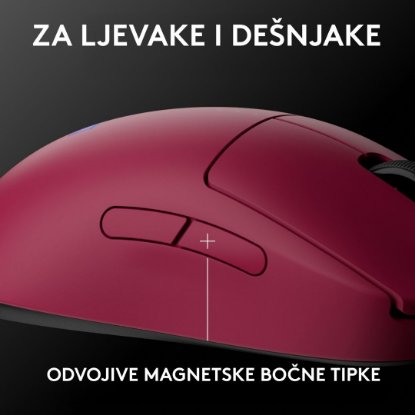 Miška LOGITECH Pro 2 Lightspeed, RGB, optički, bežični, 32000dpi, rozi