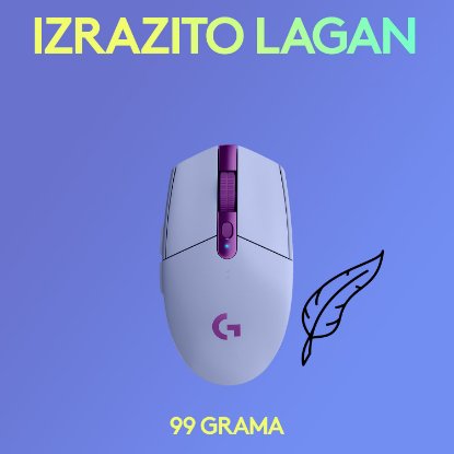 Miška LOGITECH Gaming G305 Lightspeed, bežični, optički, 12000dpi, lilac, USB