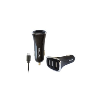 Avto polnilec BELINE, 3xUSB-A + kabel USB-C, črni