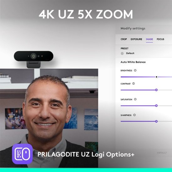 Spletna kamera LOGITECH Brio 4K, 4K UHD, USB-A/USB-C, črna