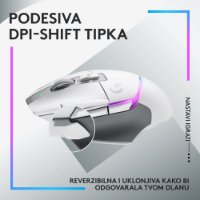 Miš LOGITECH Gaming G502 X Plus RGB, optični, 25000dpi, brezžični, beli, USB