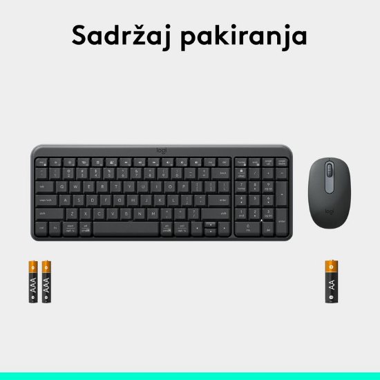 Tipkovnica + miška LOGITECH MK250 Compact Bluetooth komplet, brezžična, črna