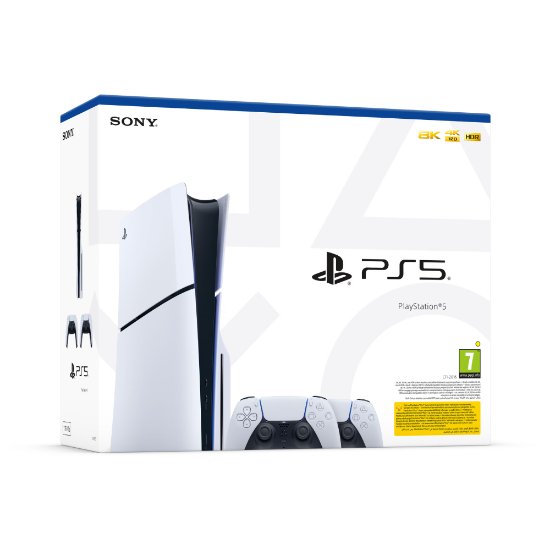 Igralna konzola SONY PlayStation 5 Slim D Chassis, 1TB SSD, Blu-ray, DualSense kontroler, bela + DualSense kontroler