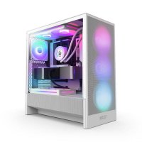 Ohišje NZXT H5 Flow RGB 2024, MIDI, ATX, z oknom, bel, brez napajanja