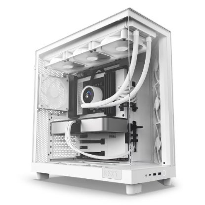 Ohišje NZXT H6 Flow, ATX, steklo, belo, brez napajalnika.