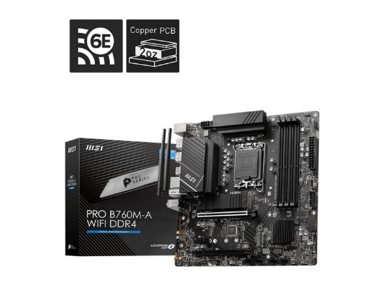 Matična ploča MSI PRO B760M-A WIFI DDR4, INTEL B760, DDR4, mATX, s. 1700