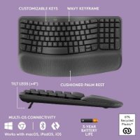 Tipkovnica + miš LOGITECH Wave Keys + Lift, ergonomska, bežična, crna