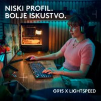 Tipkovnica LOGITECH Gaming G915 X Lightspeed Tactile, RGB, mehanička, brezžična, US Layout, črna