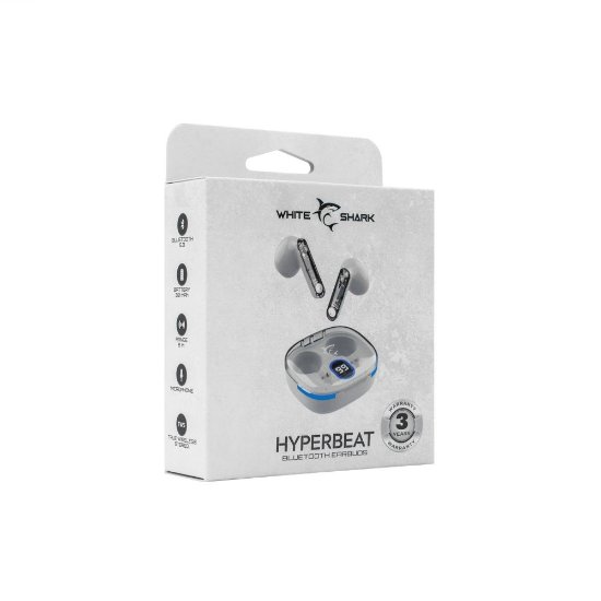 slušalke WHITE SHARK GEB-TWS37 Hyperbeat, in-ear, brezžične, bluetooth, bele