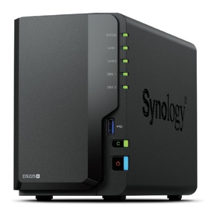SYNOLOGY DS225+ DiskStation 2-bay NAS server, 2.5"/3.5" HDD/SSD, Wake on LAN/WAN, 2GB, G-LAN, 1x USB 3.2