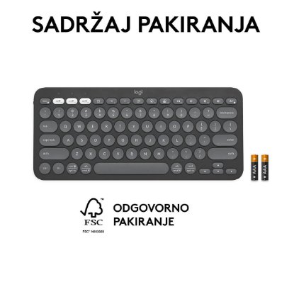 Tipkovnica LOGITECH Pebble Keys 2 K380S, BT, kompaktna, črna