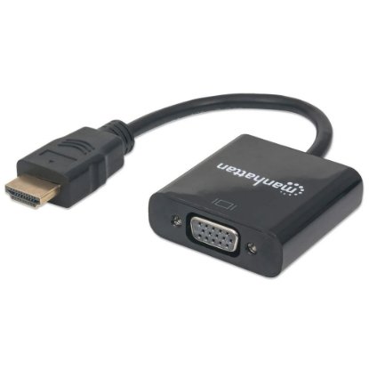 Adapter MANHATTAN, HDMI (M) na VGA (Ž), 30cm, crni