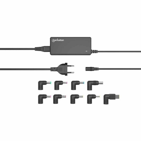 Polnilec za prenosni računalnik MANHATTAN, 65W, univerzalni, črni