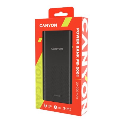 Mobilni USB polnilec CANYON PB-2001, 20000 mAh, črni