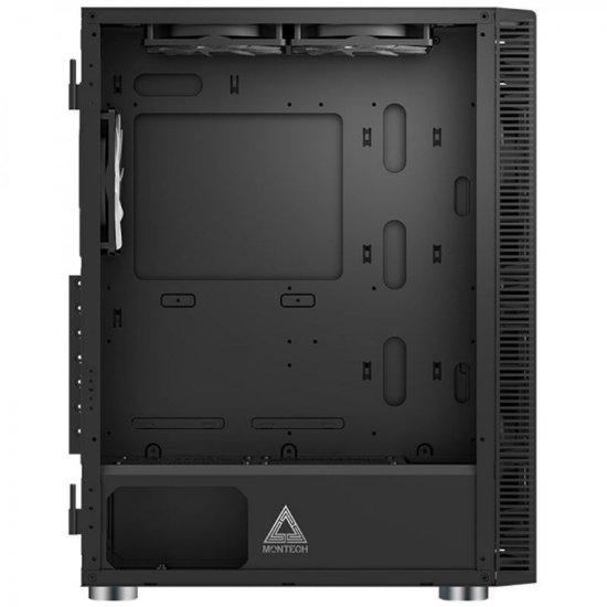 Ohišje MONTECH X3 Glass, s prozornim stranskim panelom, RGB osvetlitvijo, ATX, črno.