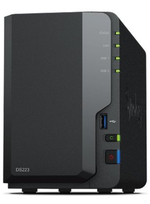 SYNOLOGY DS223 DiskStation 2-bay NAS server, 2.5"/3.5" HDD/SSD, Wake on LAN/WAN, 2GB, G-LAN, 3x USB 3.2