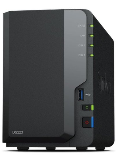SYNOLOGY DS223 DiskStation 2-bay NAS server, 2.5"/3.5" HDD/SSD, Wake on LAN/WAN, 2GB, G-LAN, 3x USB 3.2