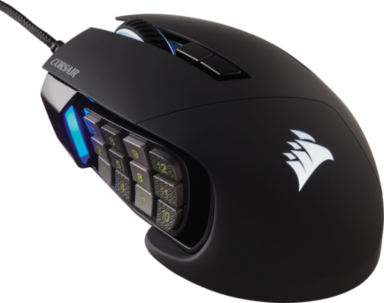 Miška CORSAIR Scimitar RGB Elite, optički, 18000 dpi, črni, USB